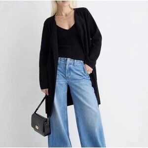 J Crew Black Collarless Sweater Blazer J6339 Long Sleeve Size XS NWT
